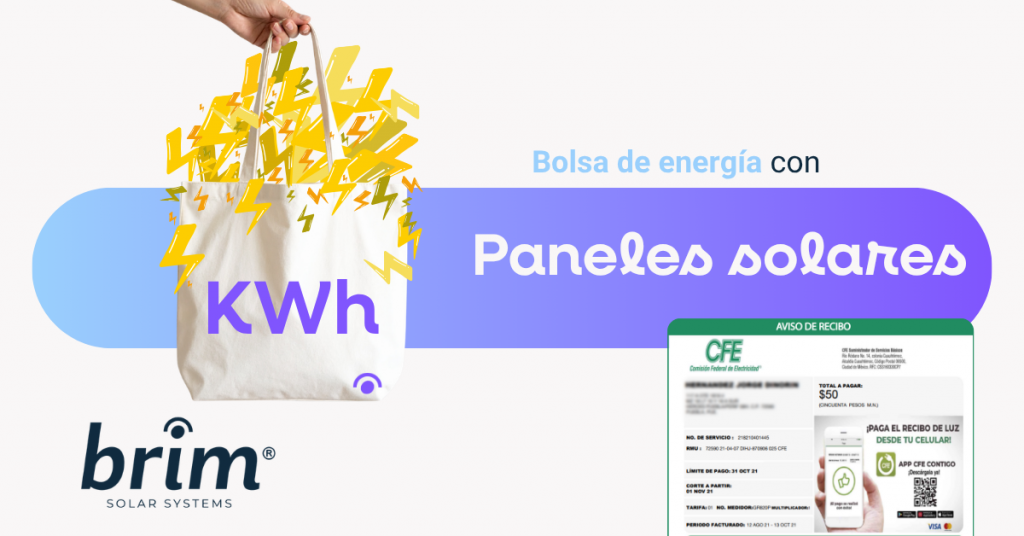 bolsa de energía con paneles solares en recibo de cfe